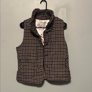 Charlotte Russe Brown and White Patterned Vest Women’s Large Pockets